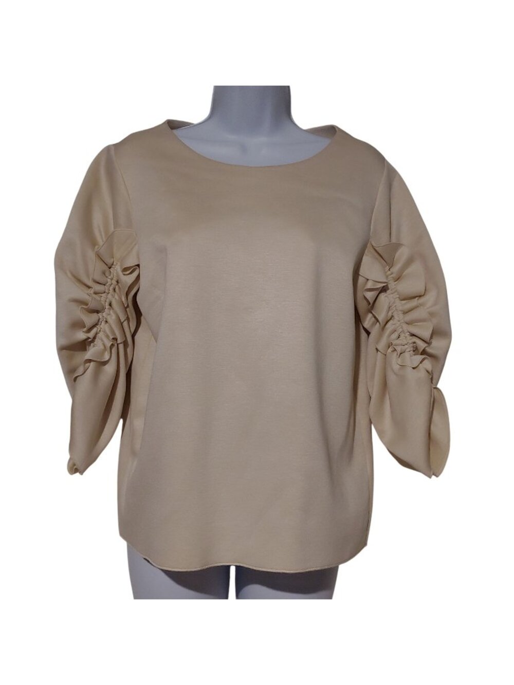 COS Scuba Top Sculptural Ruched Adjustable Sleeve Avant Garde Minimalist M